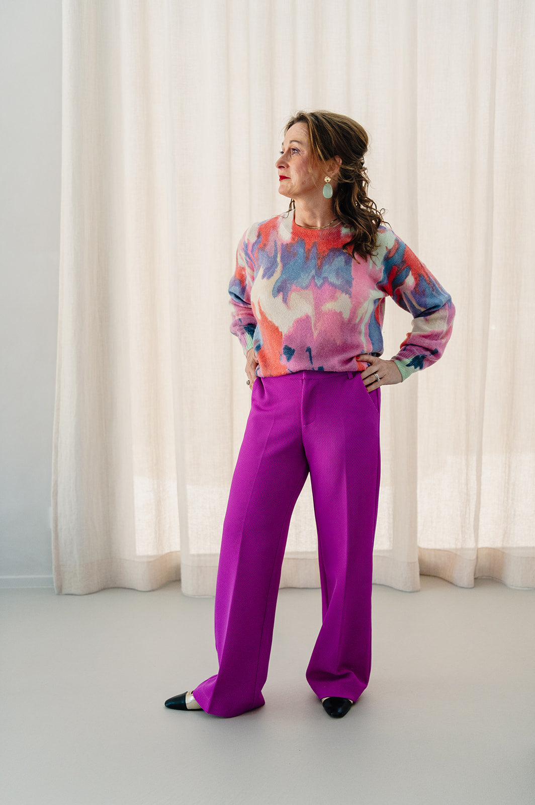 Wide Leg Cactus Pink - Broek